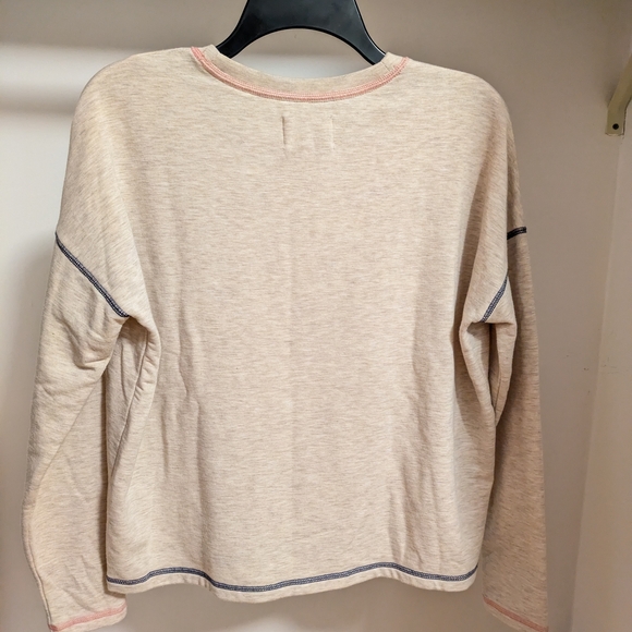 MWL Superbrushed Contrast-Stitched Easygoing Sweatshirt Beige Size Xs - Picture 2 of 5
